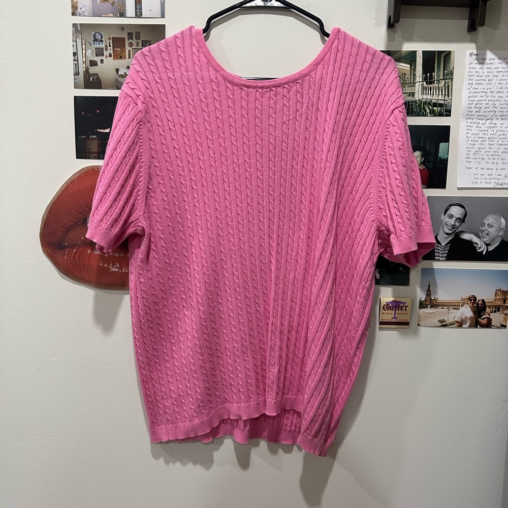Pink Cable Knit Women's Top